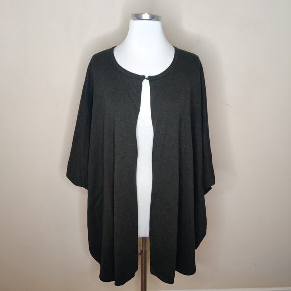 CAbi Majestic Wrap Cape Sweater One Size #3477 Green Cotton - Picture 1 of 9